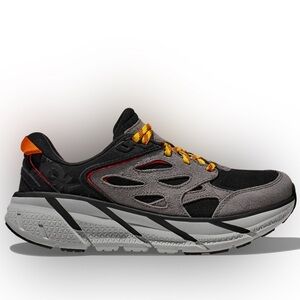 NWT Hoka Clifton L Suede in Black / Lunar Rock Grey UNISEX Shoes Leather BLRK